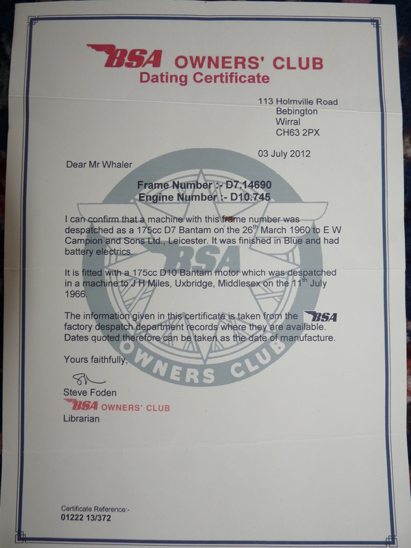 Motorcycle Dating Certificate